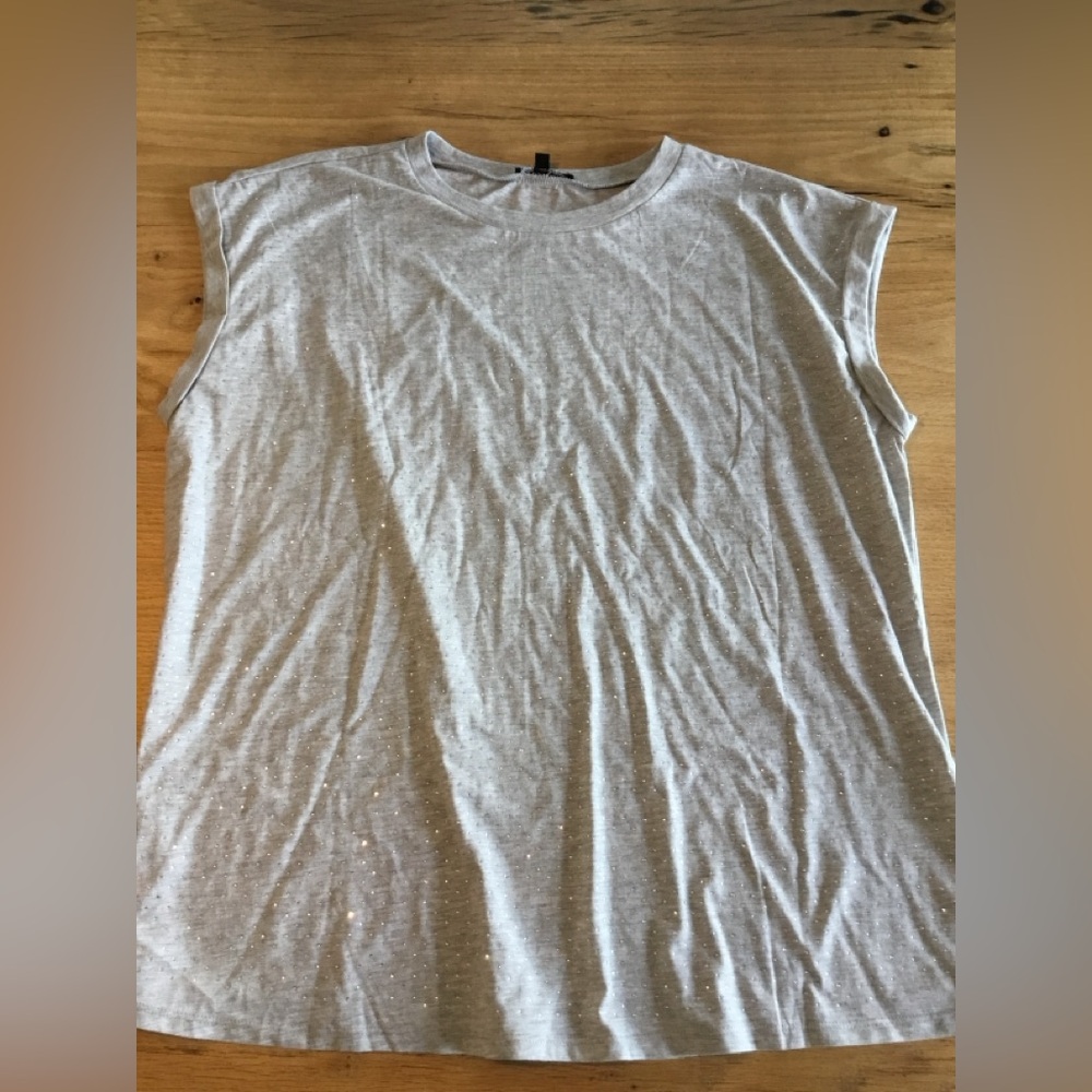 Knapp Studio Sleeveless Silver Studded Tee Shirt Gray Women’s 1XL‎ NWOT